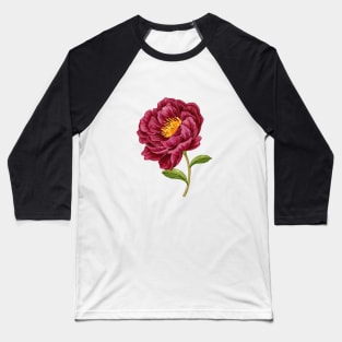 Maroon Peony Baseball T-Shirt